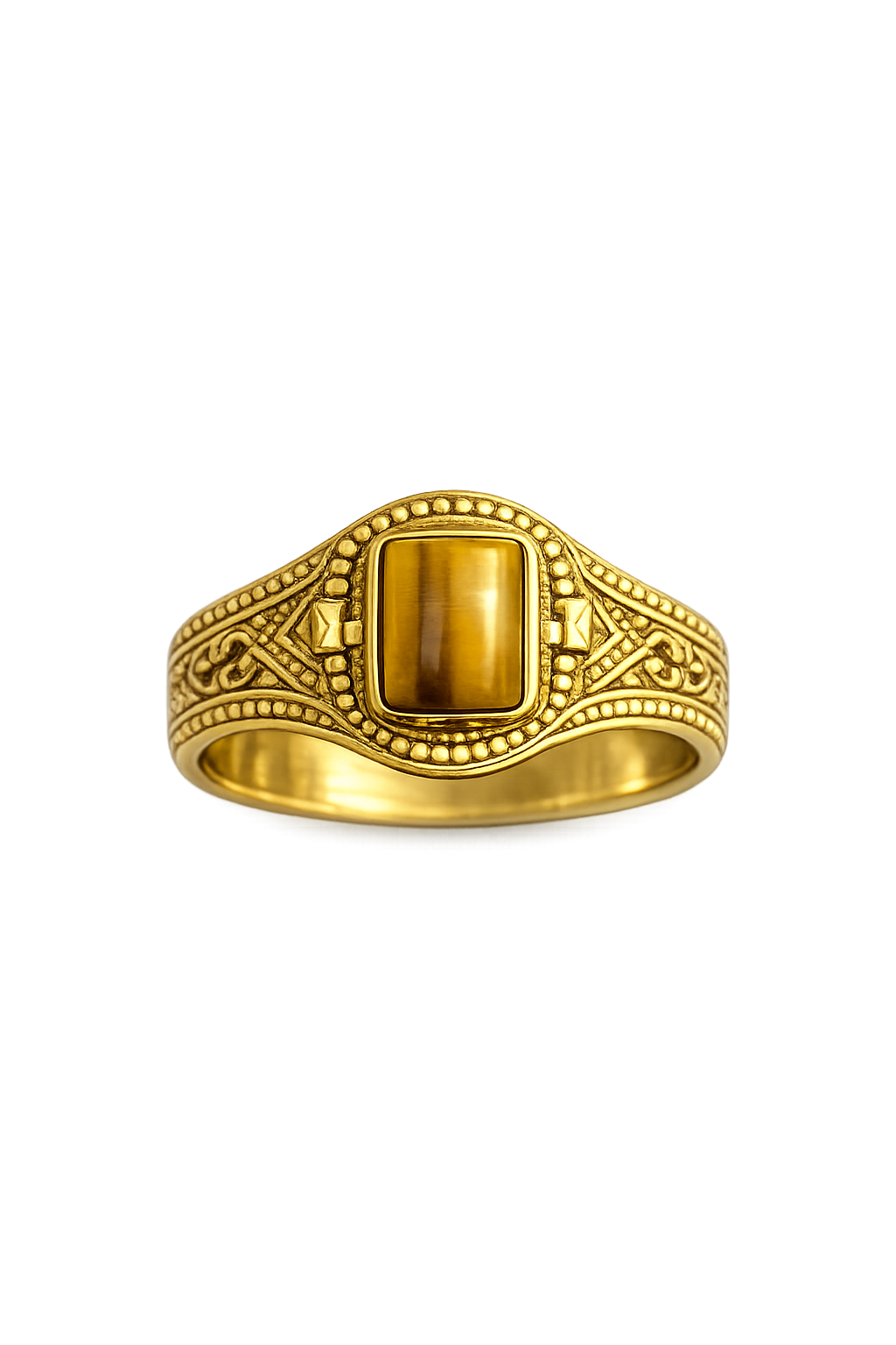 Vintage Gold Tiger Eye Ring for Women