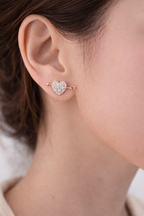 Rose Gold Heart Arrow Stud Earrings Crystal Pave
