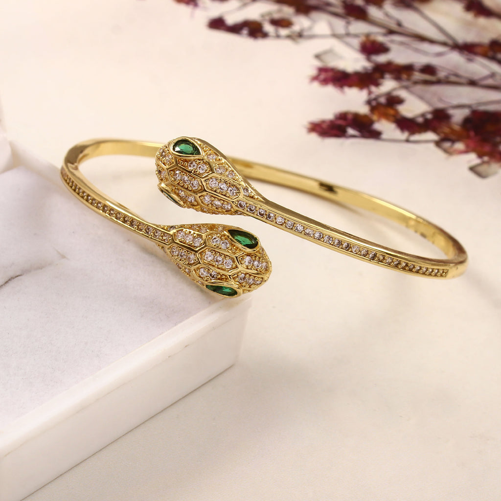 Twin Serpent Emerald Bangle