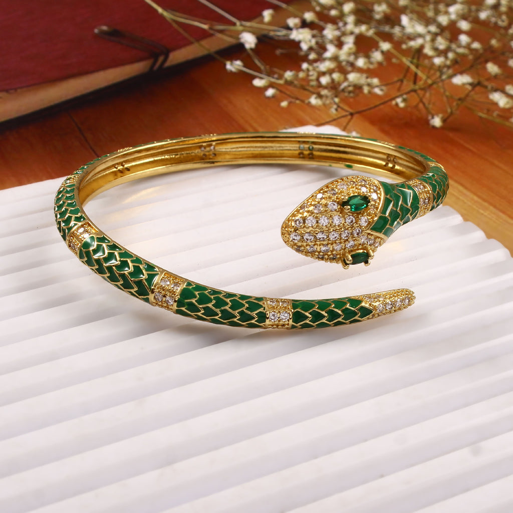 Emerald Serpent Pavé Cuff