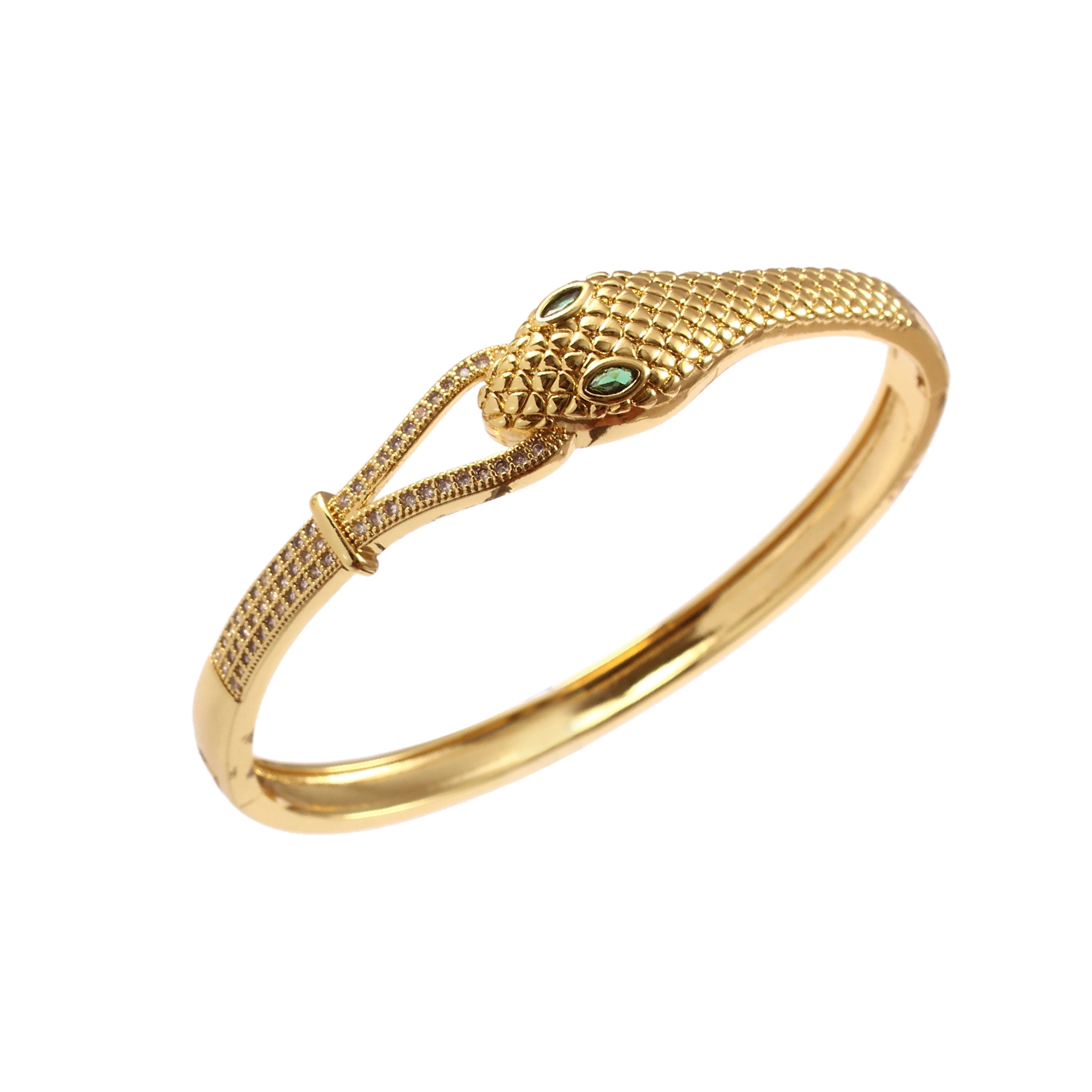 Emerald Serpent Head Bangle
