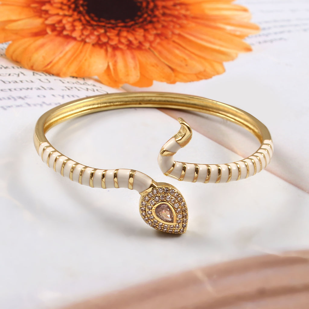 White Serpent Pavé Cuff