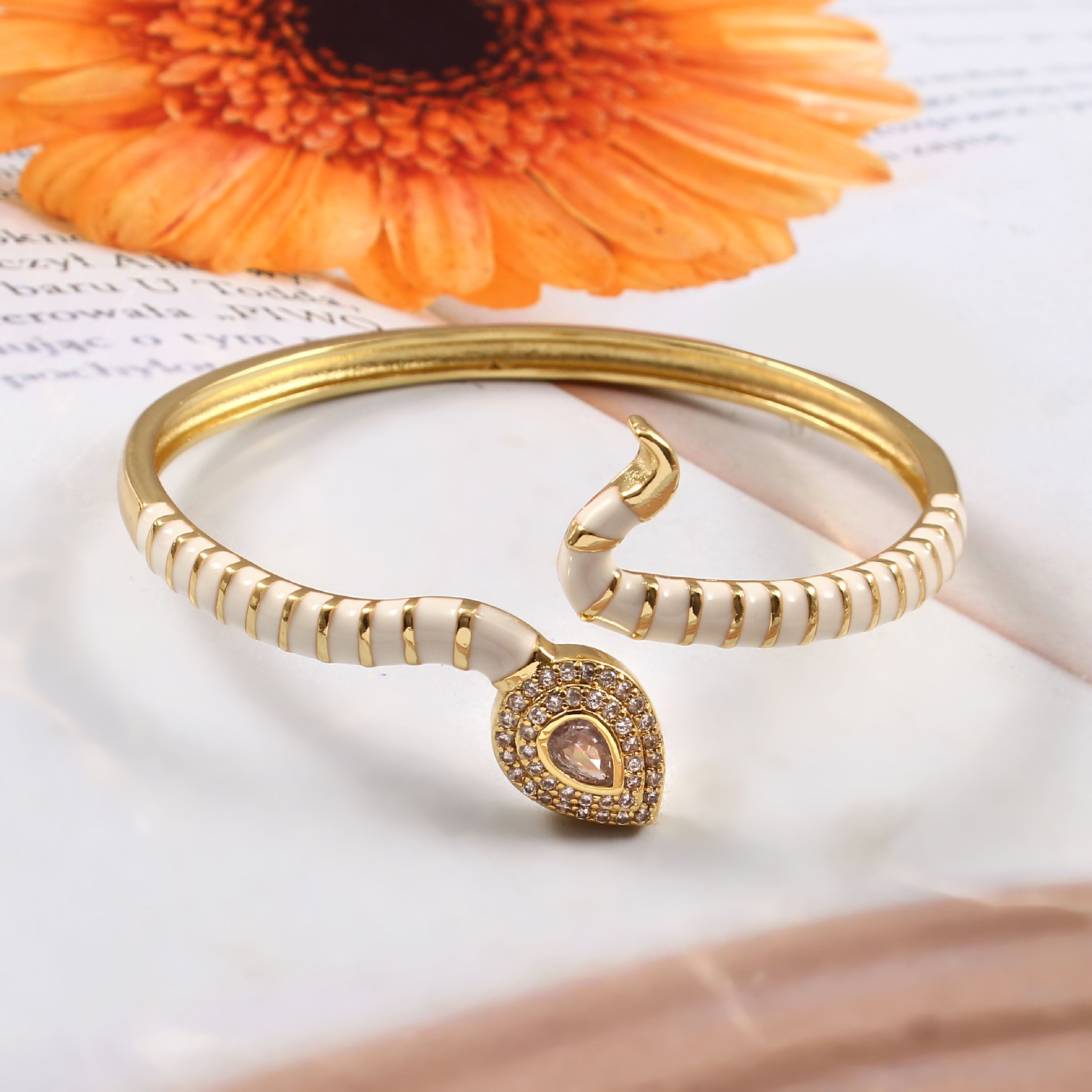 White Serpent Pavé Cuff