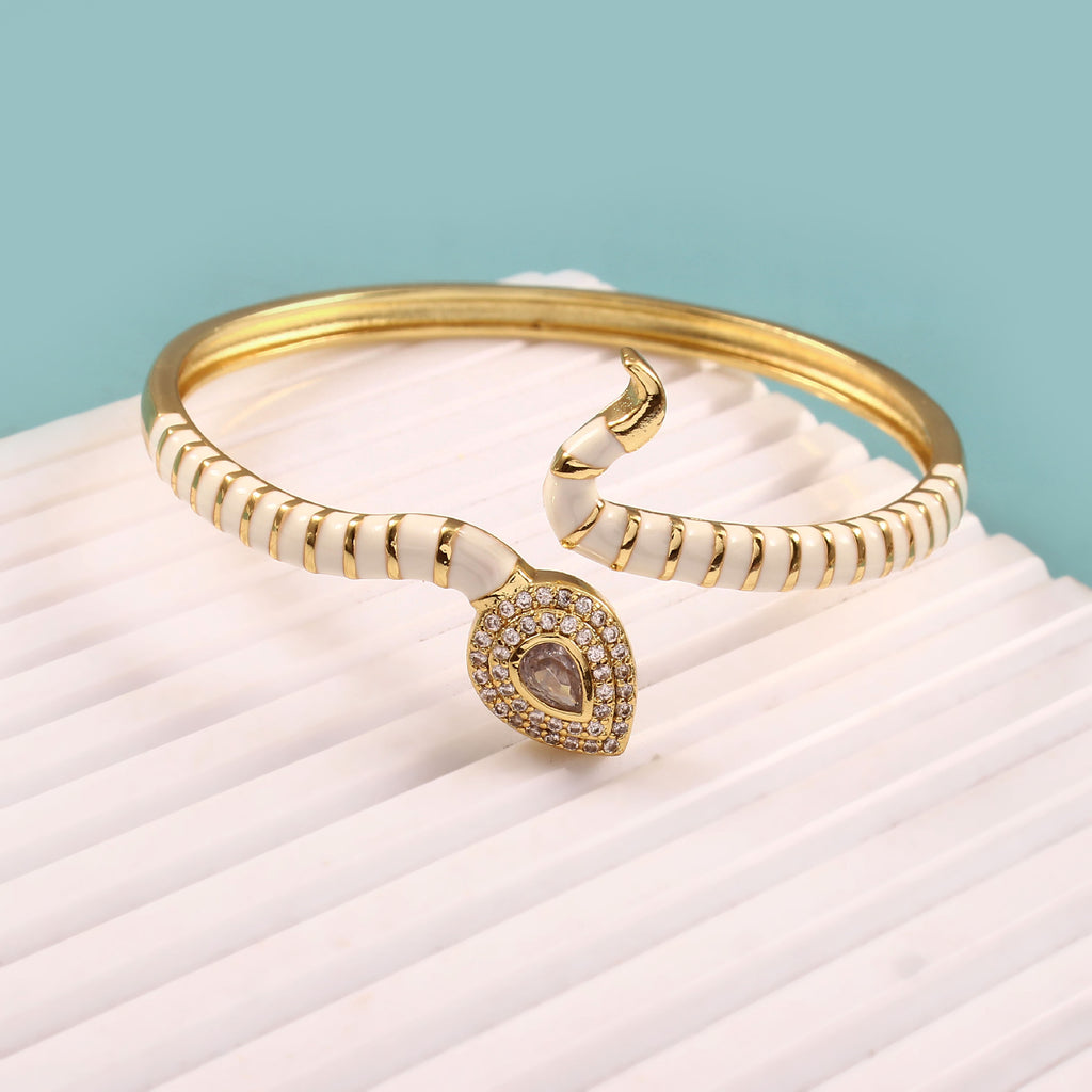 White Serpent Pavé Cuff