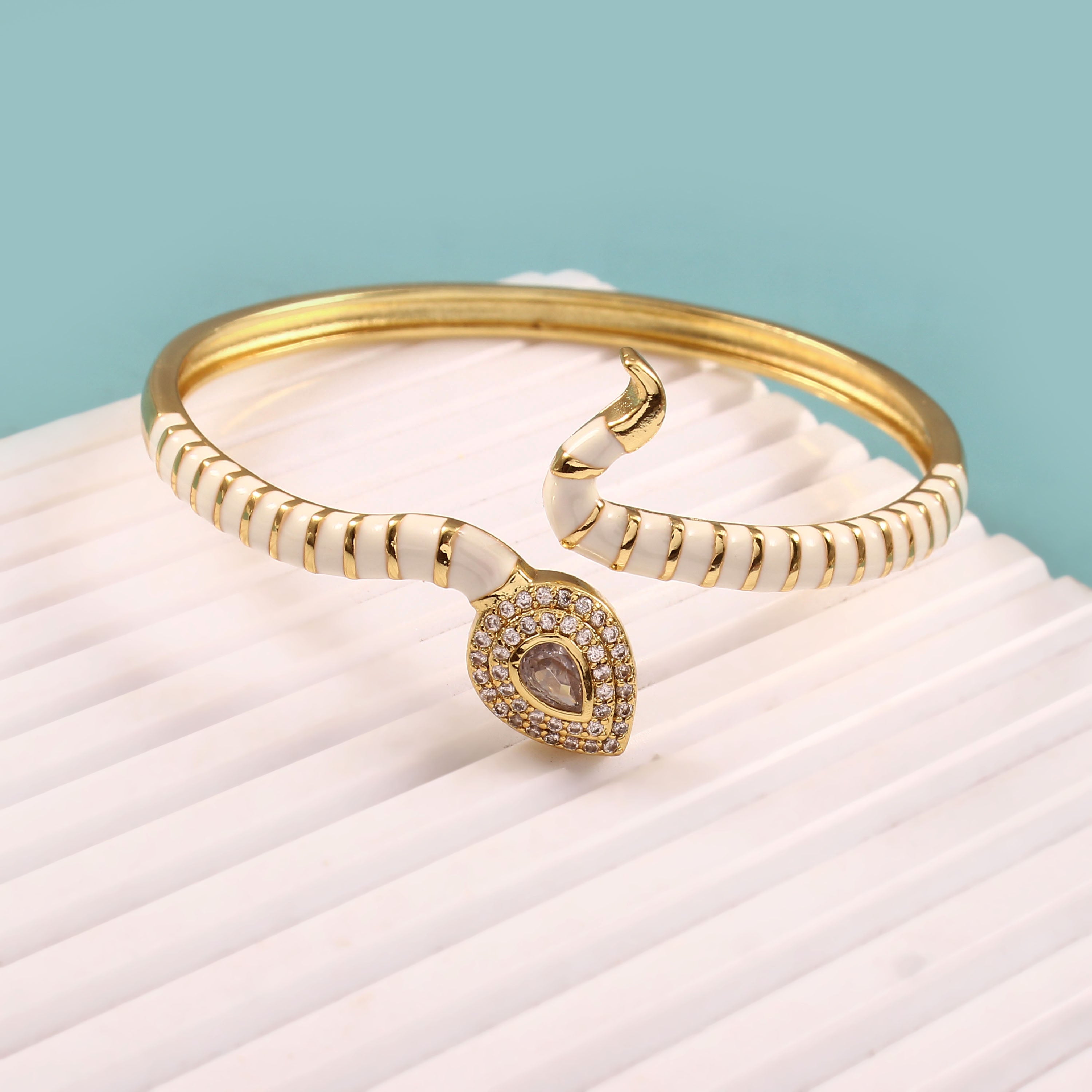 White Serpent Pavé Cuff