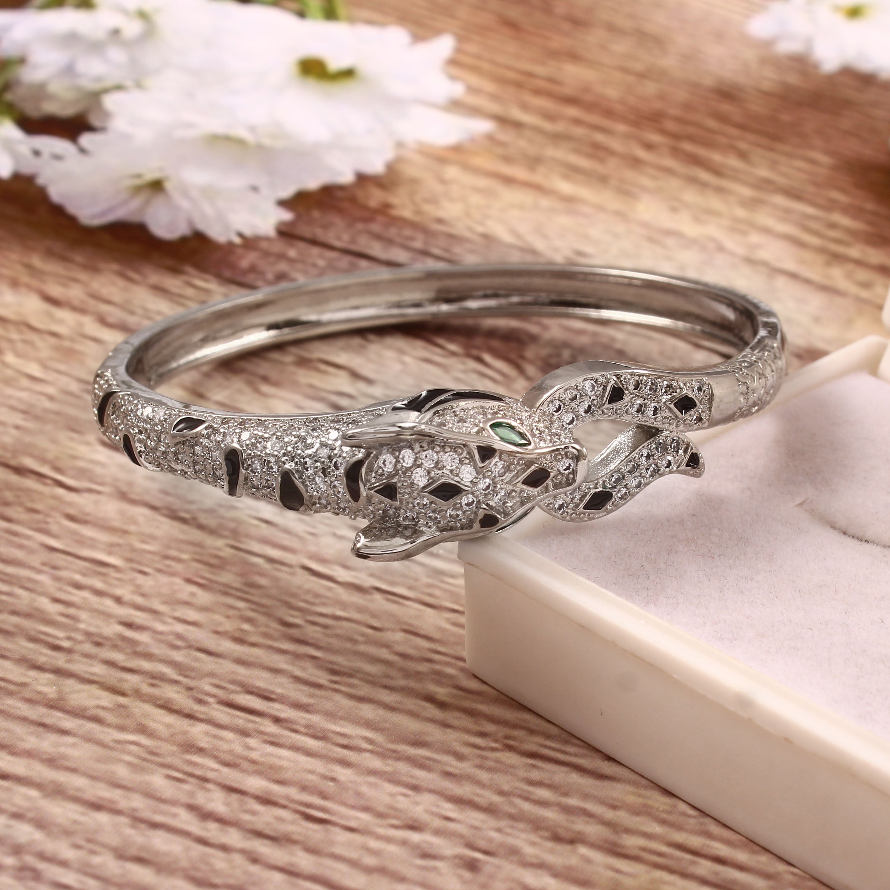 Silver Serpent Pavé Bangle