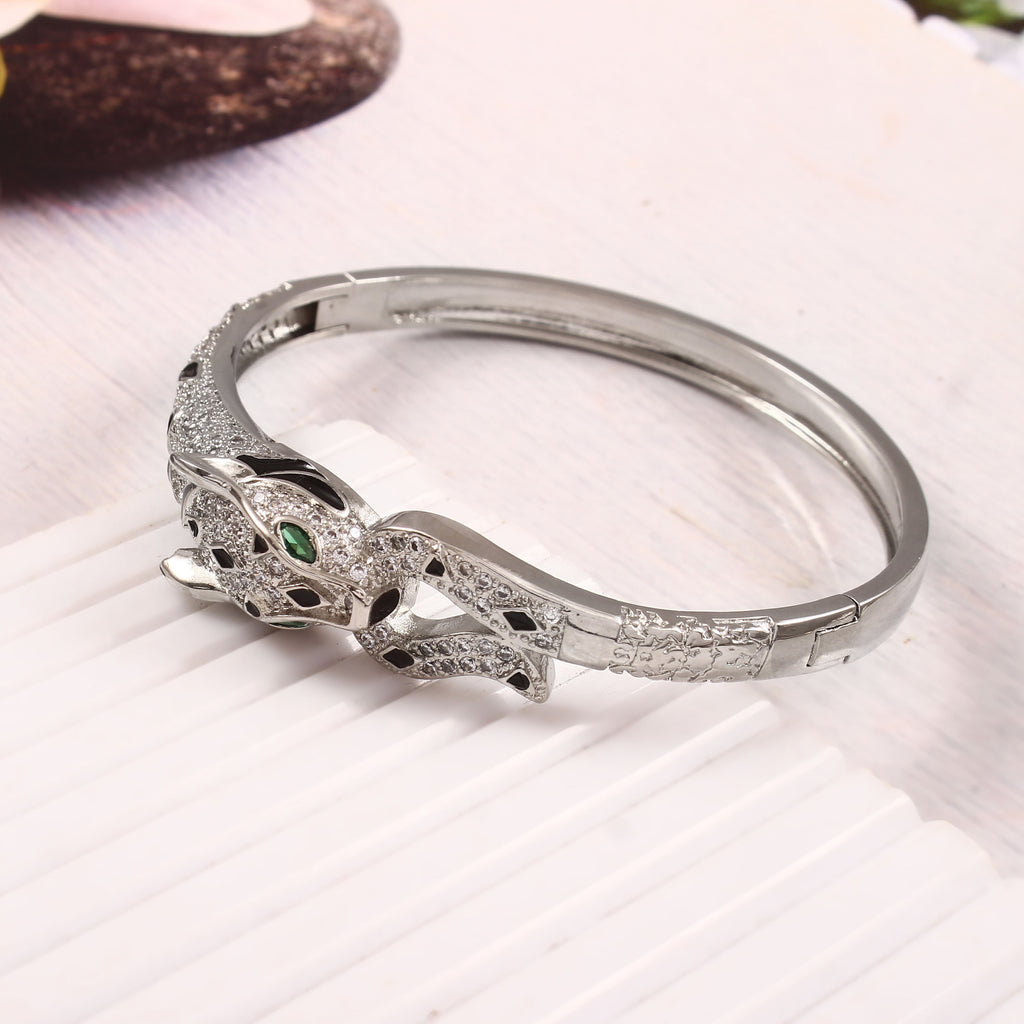 Silver Serpent Pavé Bangle