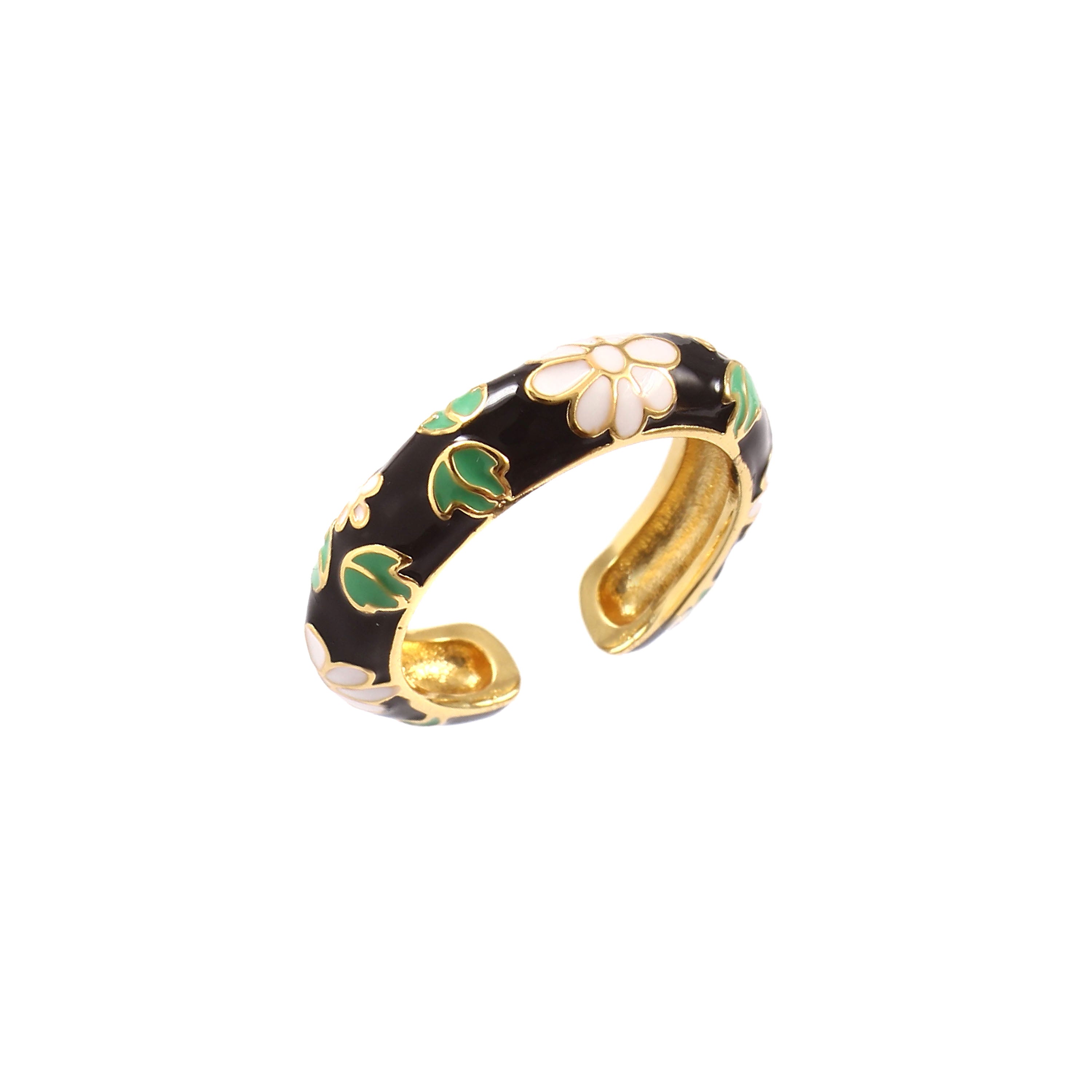 Noir Floral Enamel Ring