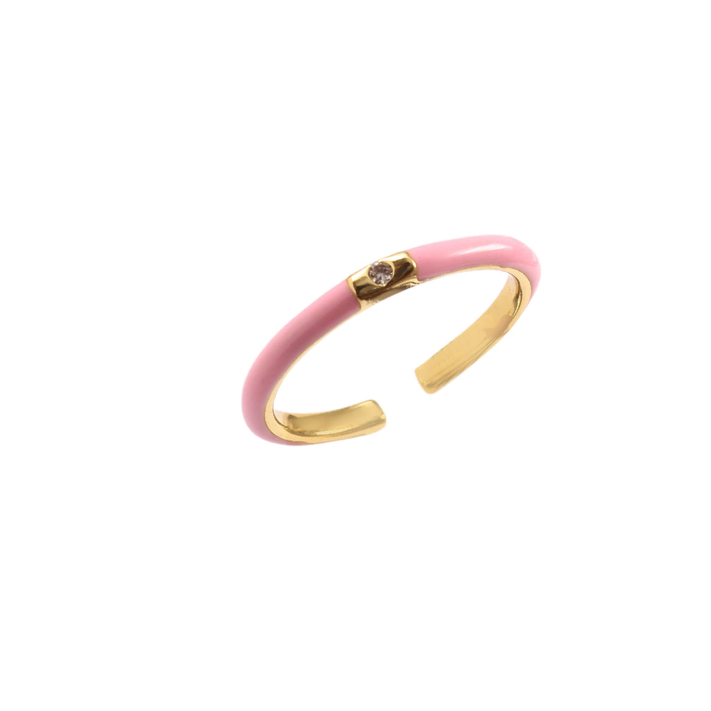 Blush Enamel Solitaire Ring
