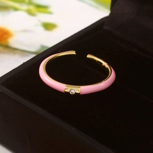 Blush Enamel Solitaire Ring