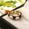 Daisy Noir Enamel Ring