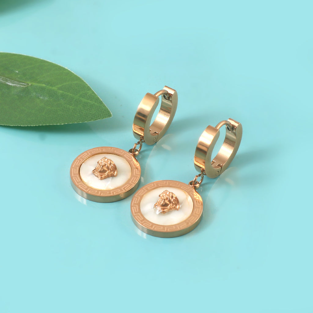 Gold Medusa Drop Earrings