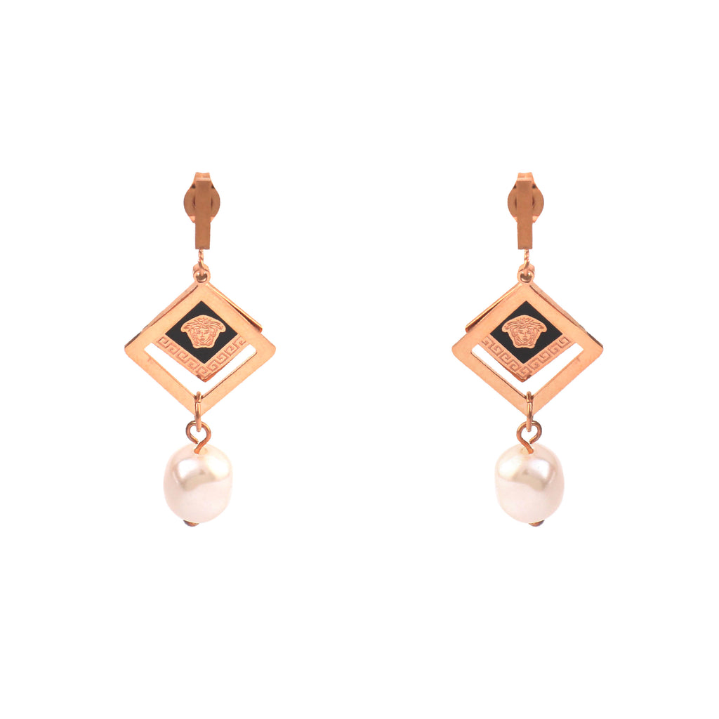 Geometric Pearl Drop Earrings