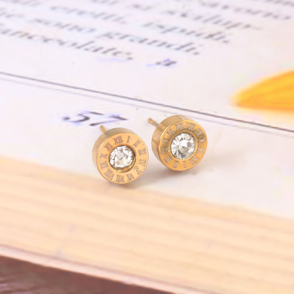Roman Numeral Crystal Studs
