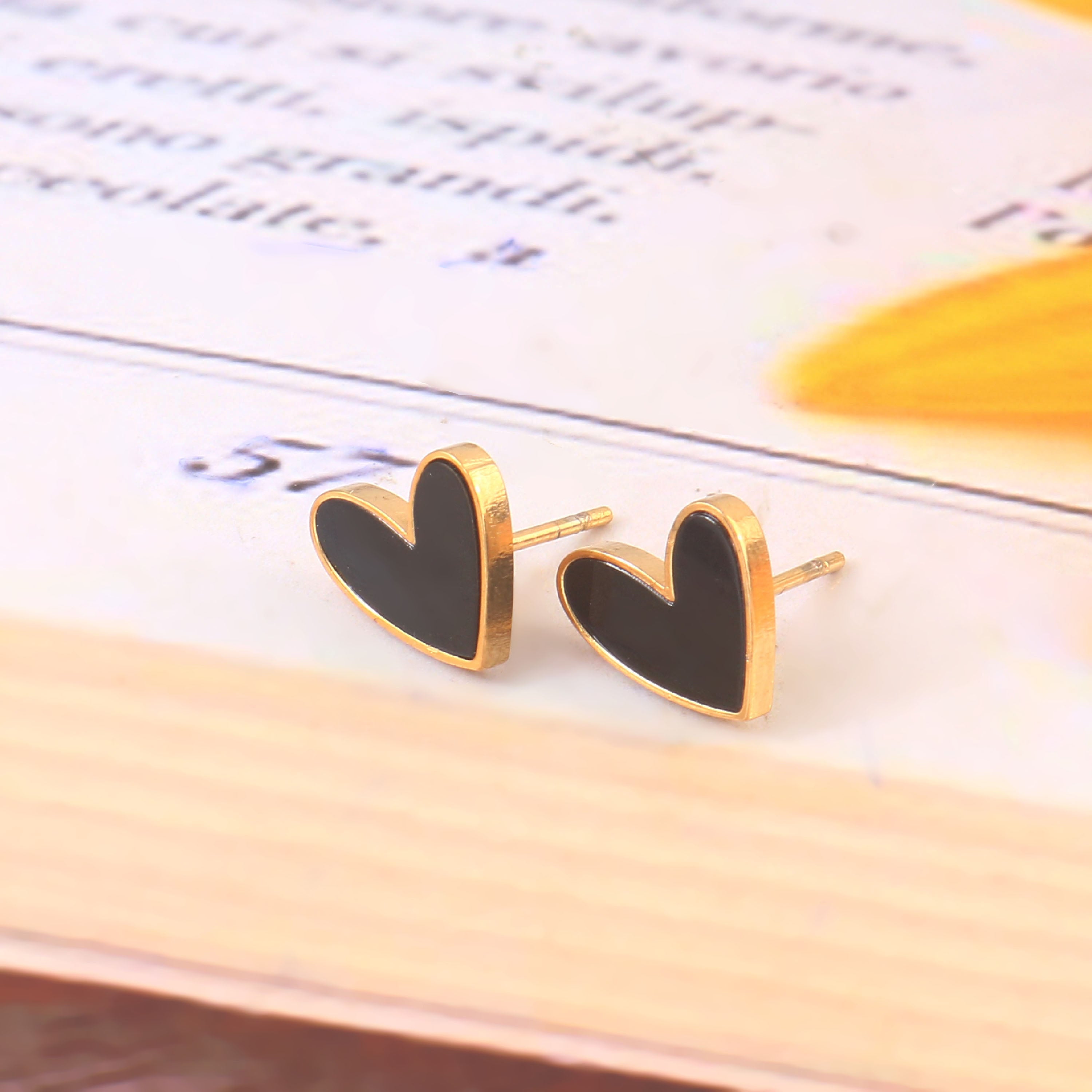 Black Heart Stud Earrings