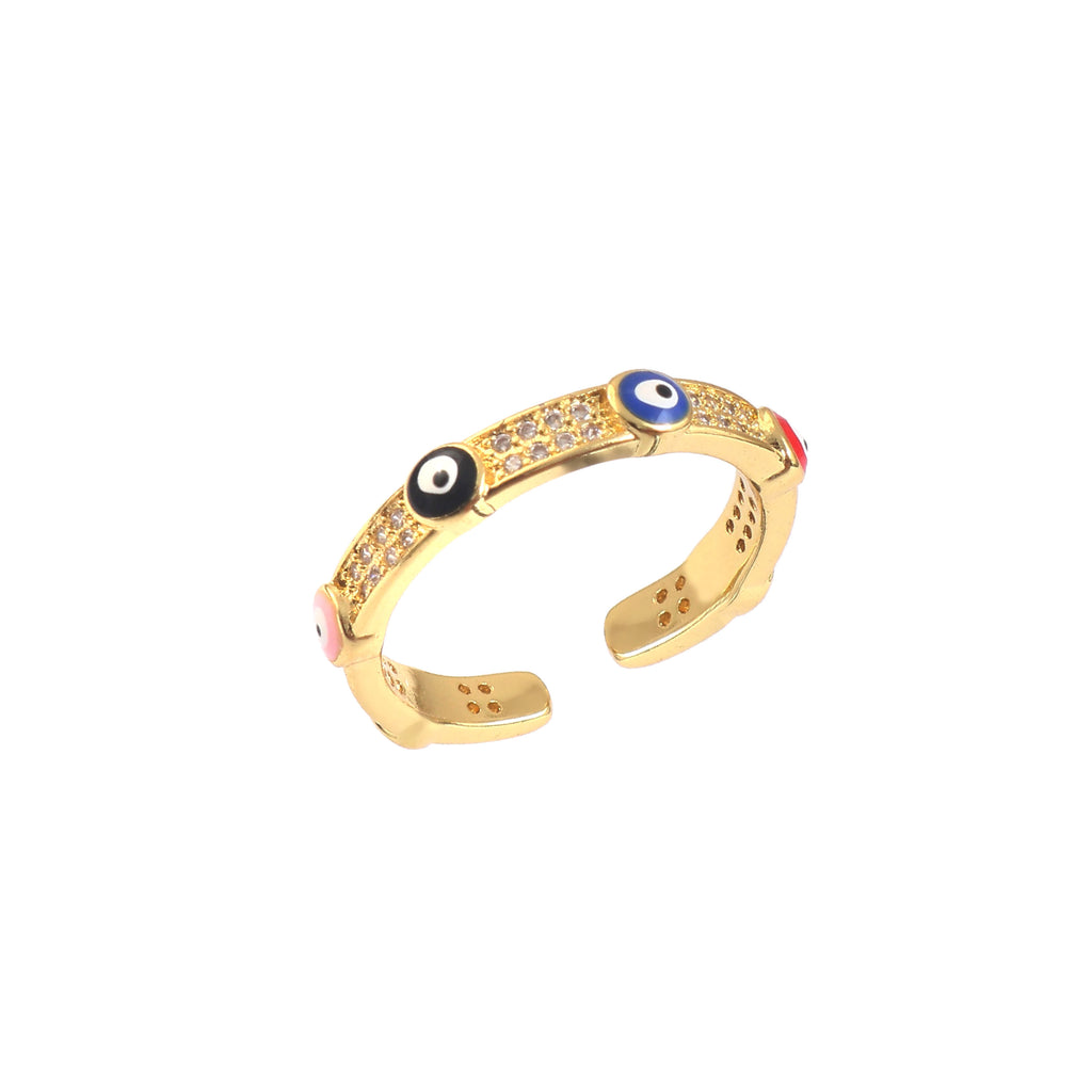 Evil Eye Pavé Adjustable Ring