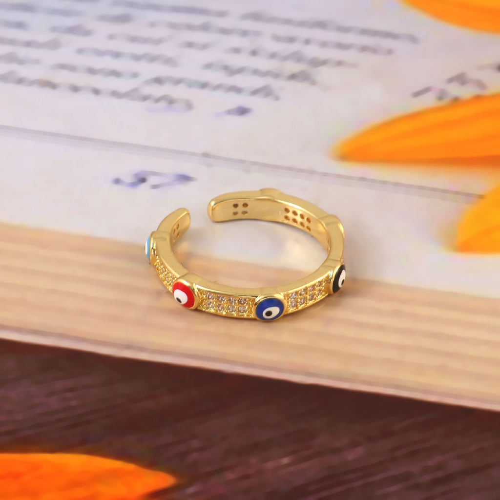 Evil Eye Pavé Adjustable Ring