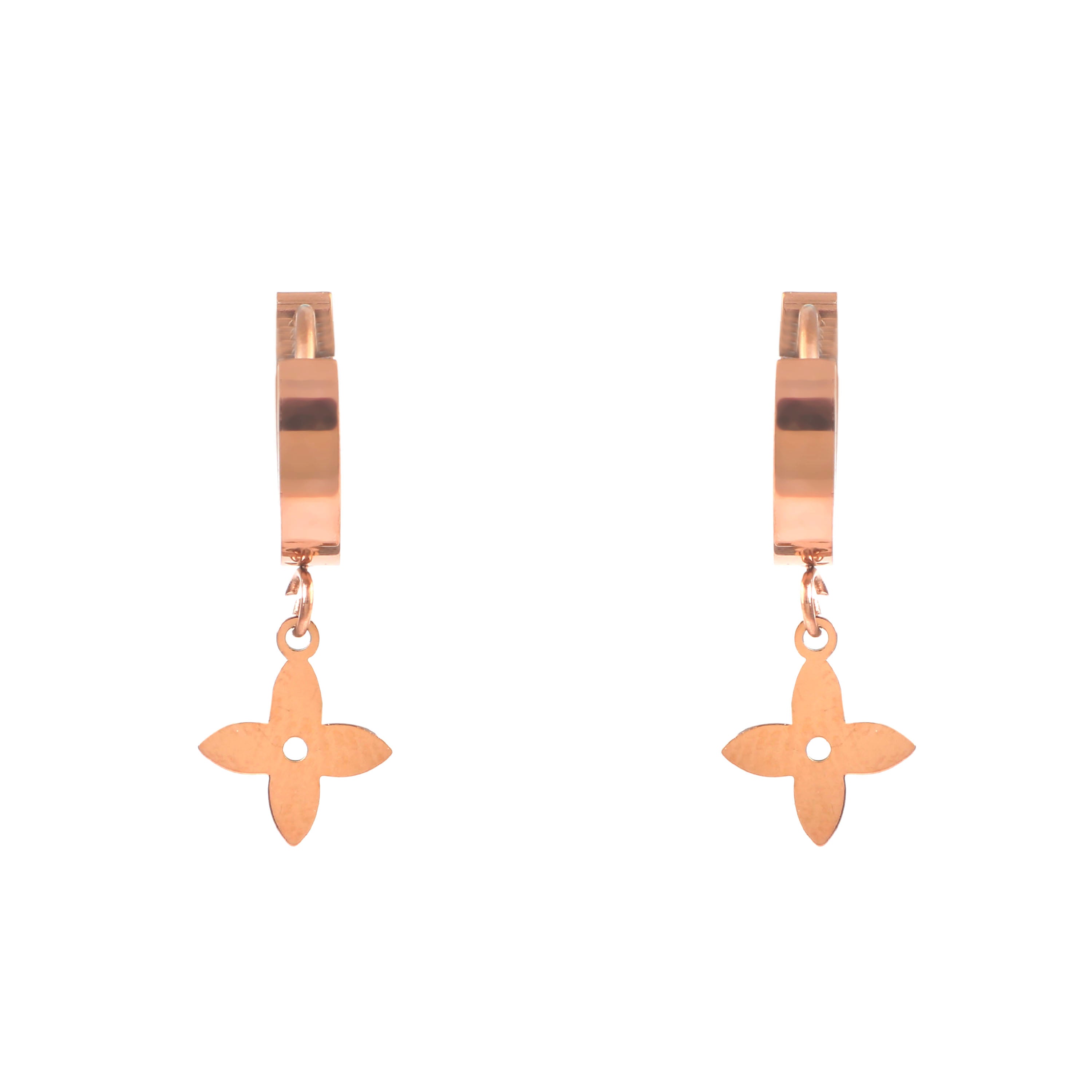 Gold Floral Charm Hoops