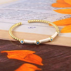 White Evil Eye Enamel Cuff