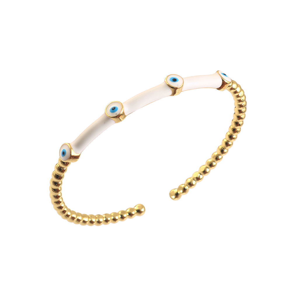 White Evil Eye Enamel Cuff