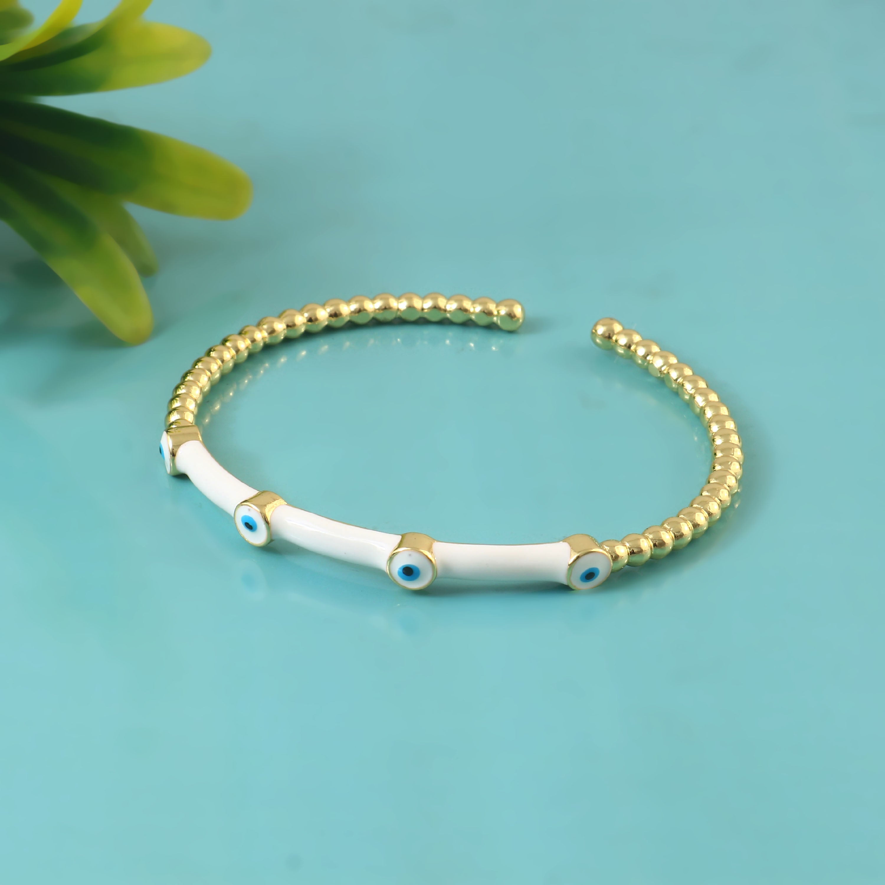 White Evil Eye Enamel Cuff