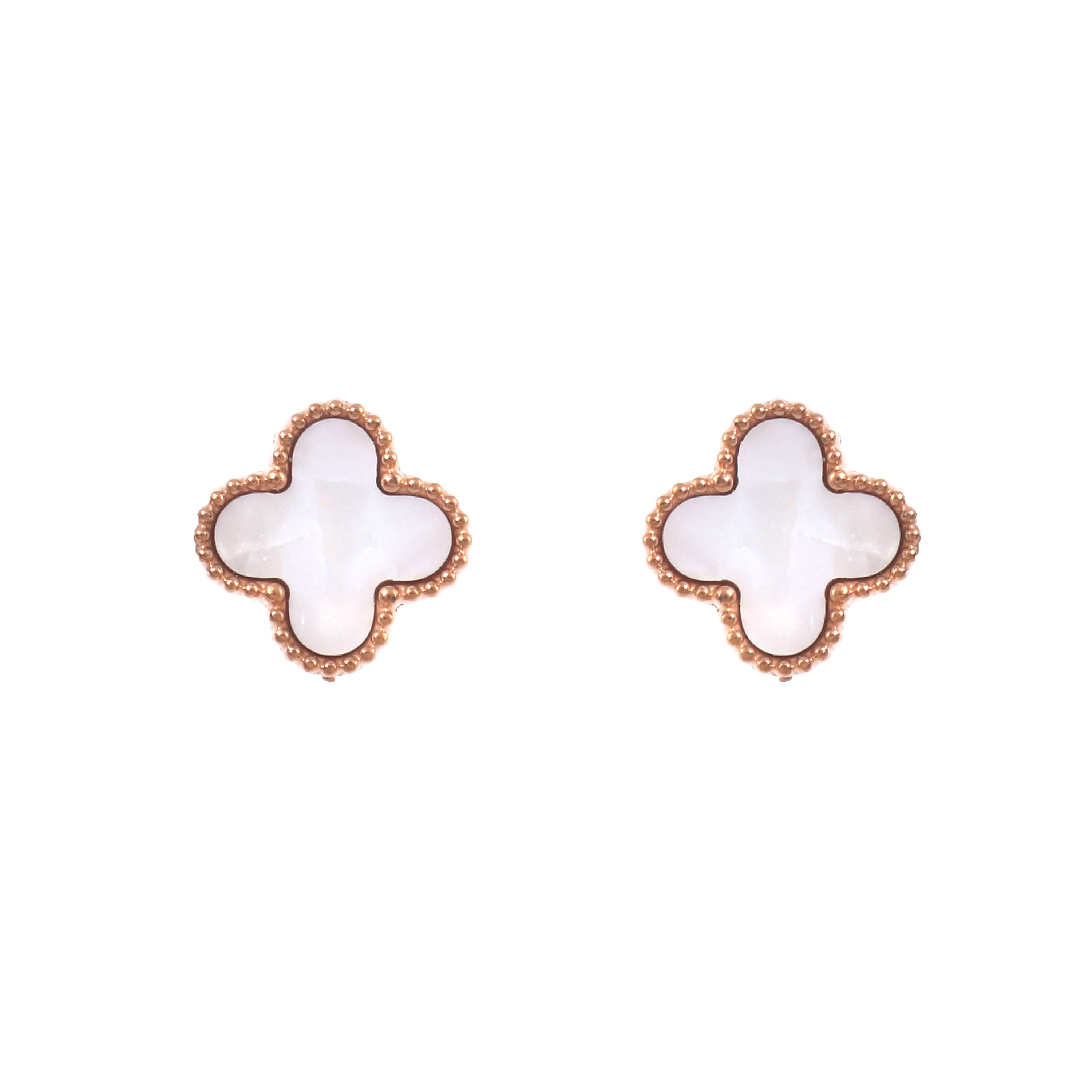 Ridged Clover MOP Studs