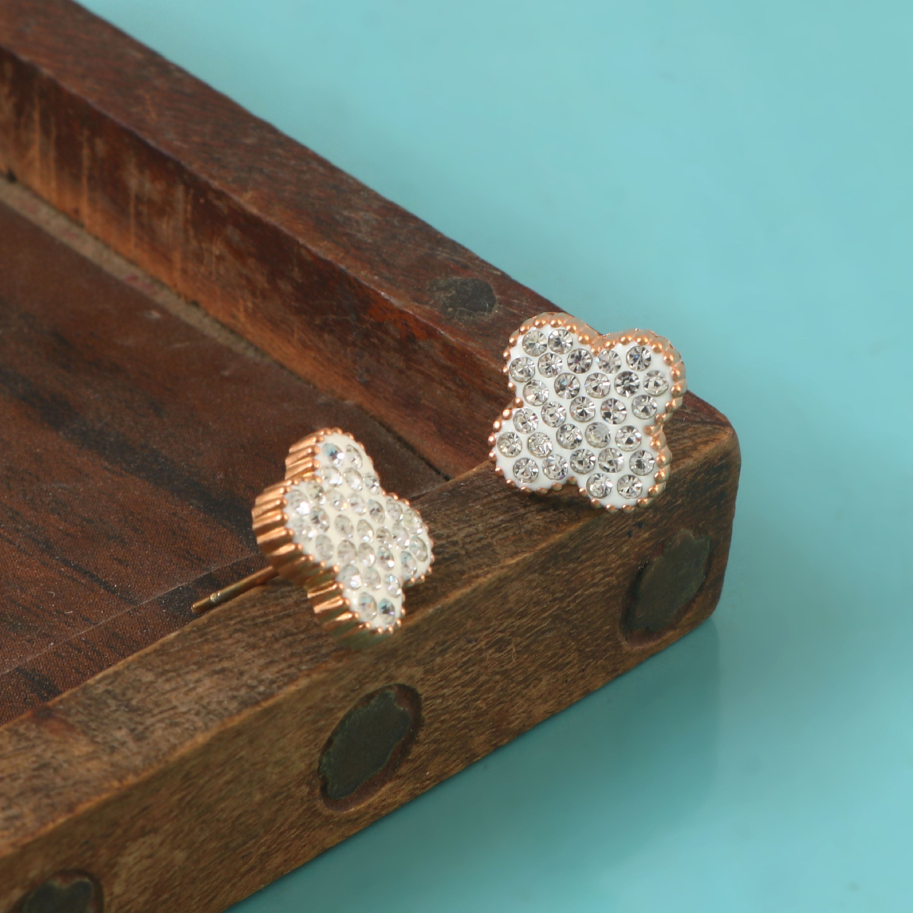 Pavé Clover Studs