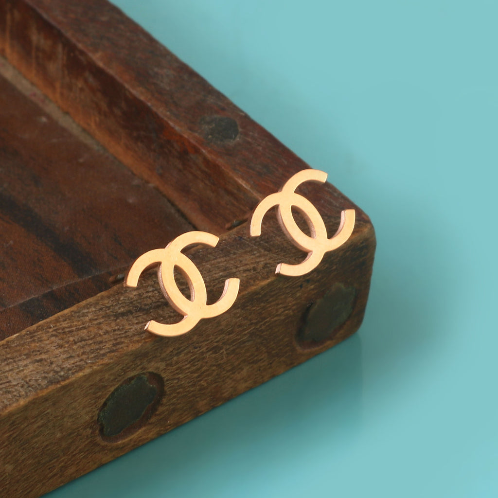 Double-C Emblem Studs