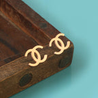 Double-C Emblem Studs