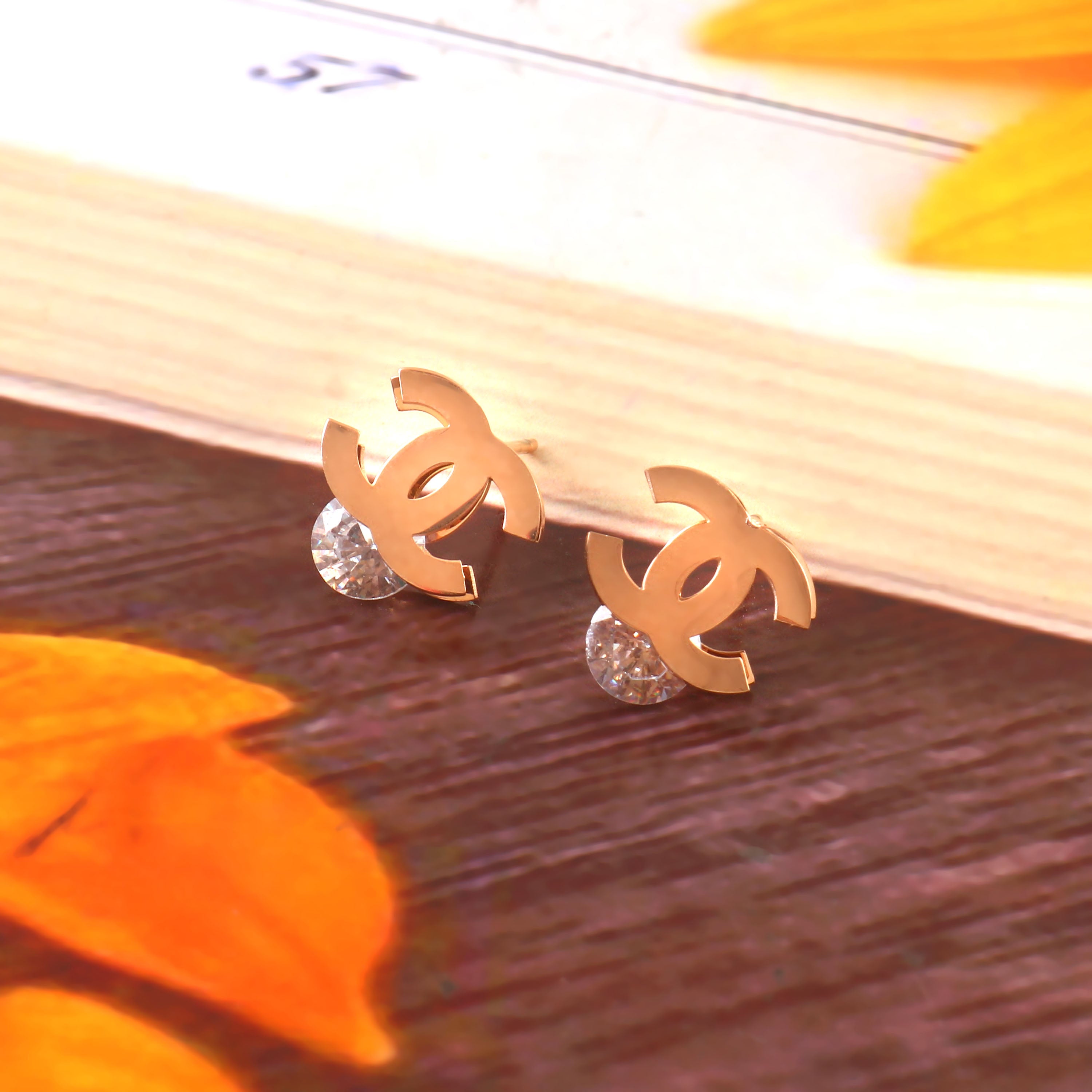 Double-C Crystal Studs