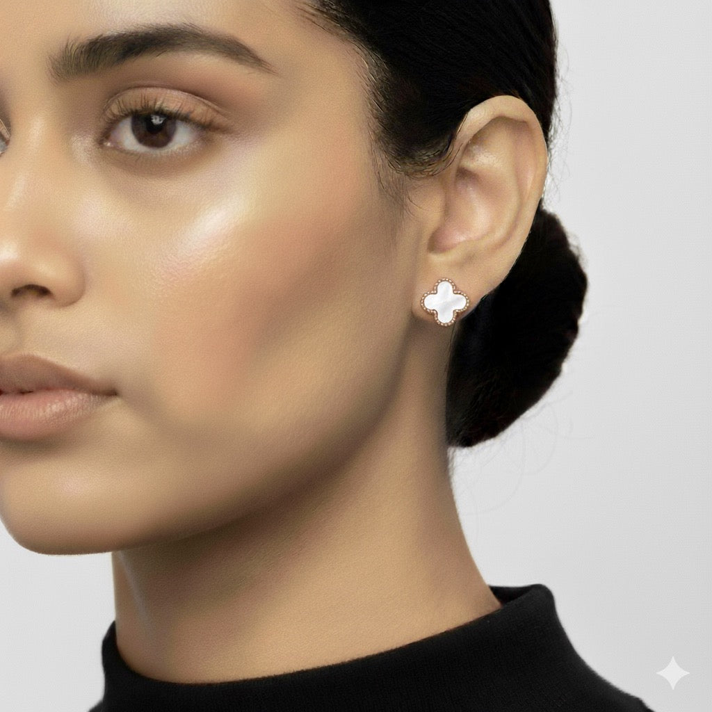 Ridged Clover MOP Studs