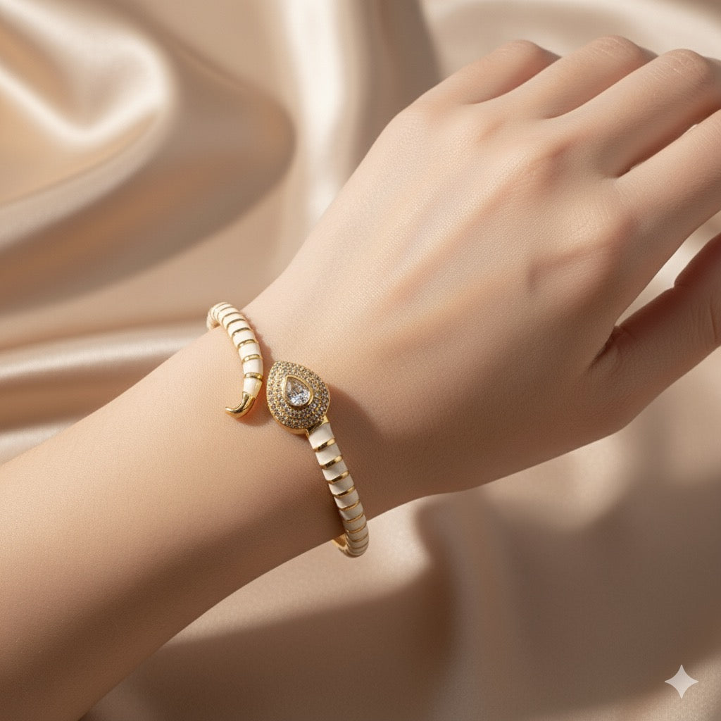 White Serpent Pavé Cuff