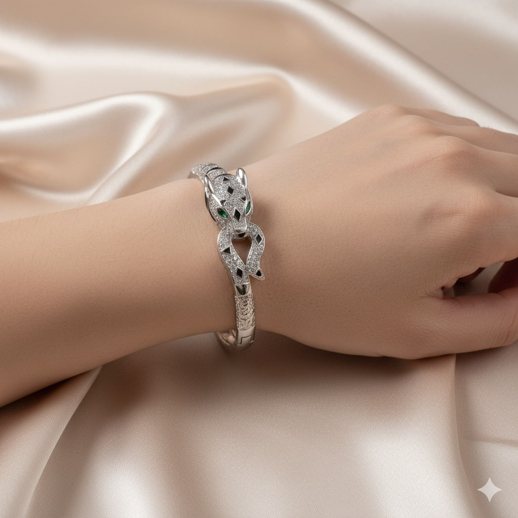 Silver Serpent Pavé Bangle