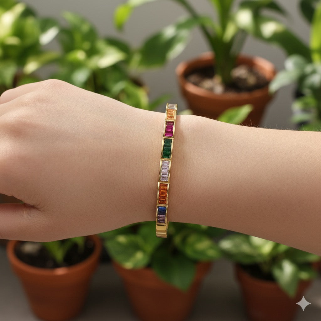 Rainbow Gem Baguette Bangle