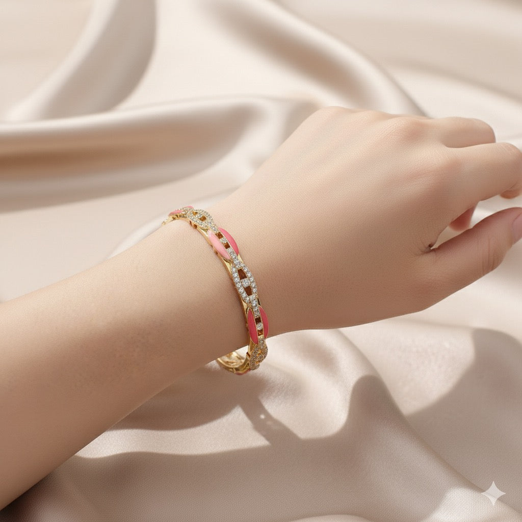 Dual-Tone Enamel Chain Bangle