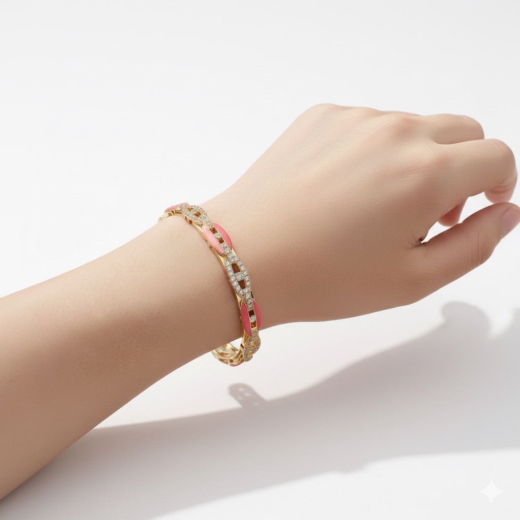 Dual-Tone Enamel Chain Bangle