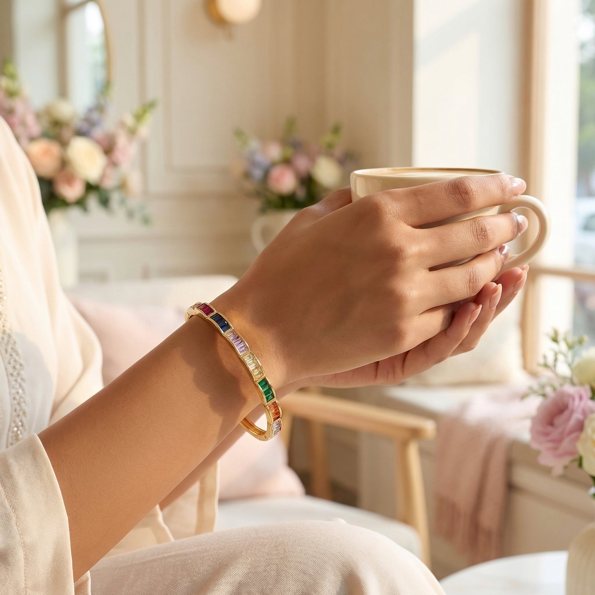 Rainbow Gem Baguette Bangle