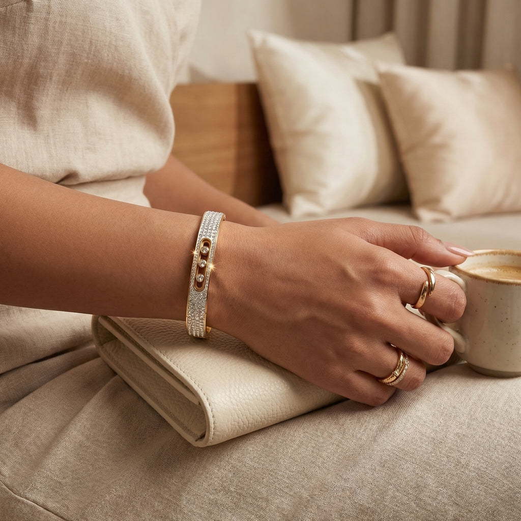 Triple Row Pavé Crystal Bangle