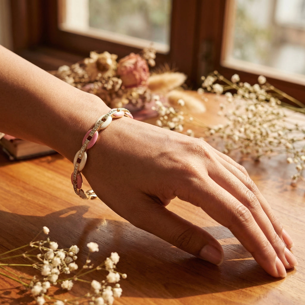 Dual-Tone Enamel Chain Bangle