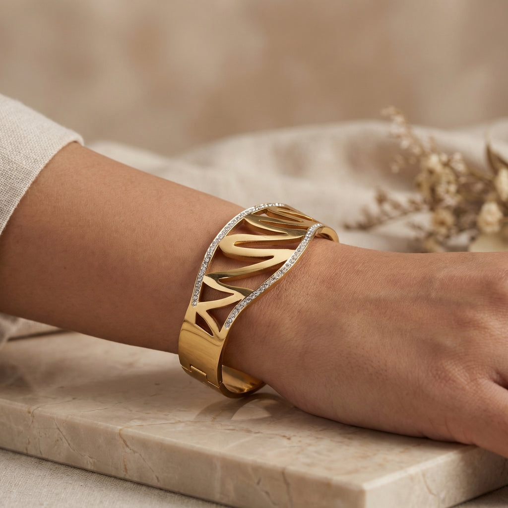 Cutwork Leaf Crystal Cuff