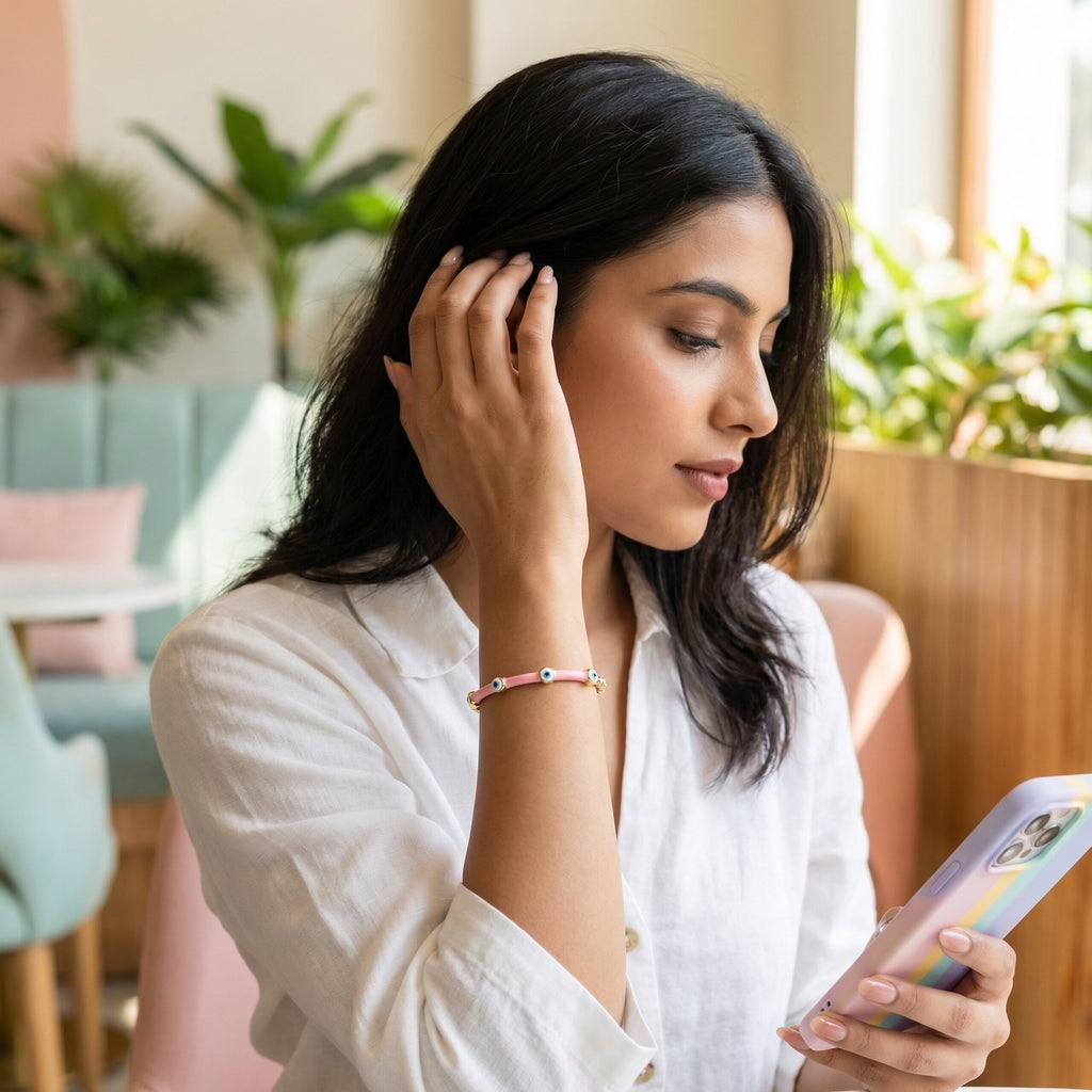 Blush Evil Eye Enamel Cuff