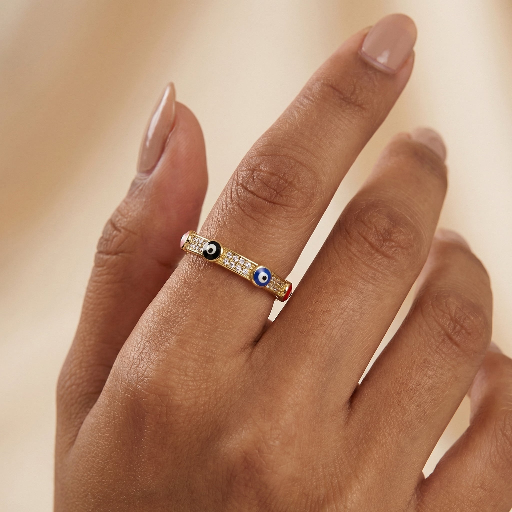 Evil Eye Pavé Adjustable Ring