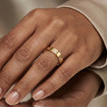 Classic Gold Screw Motif Ring with Stone Accent