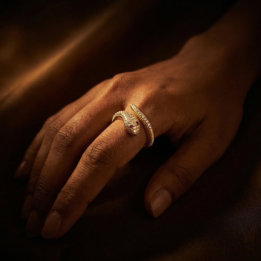 Golden Serpent Statement Ring