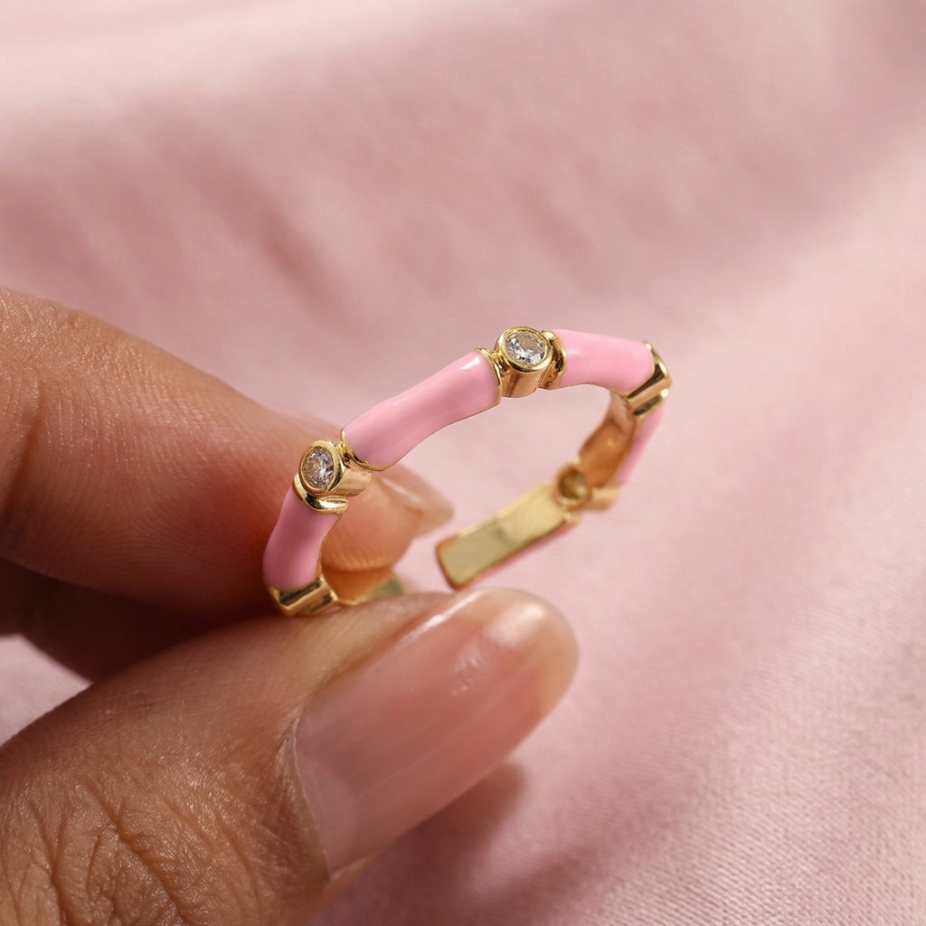Blush Bamboo Enamel Ring