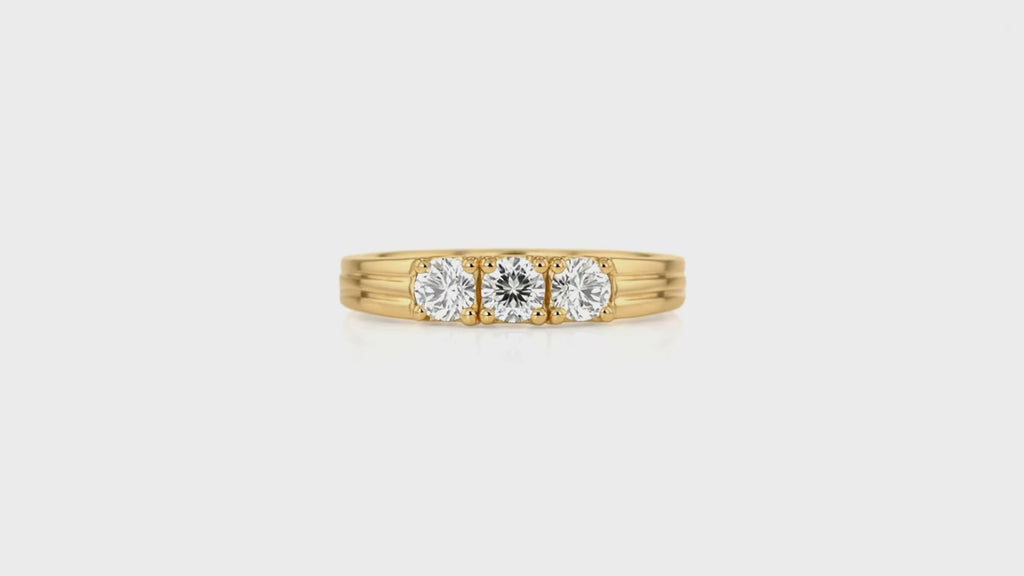 Triple Stone Diamond Ring in Gold Elegant Minimal Band Ring