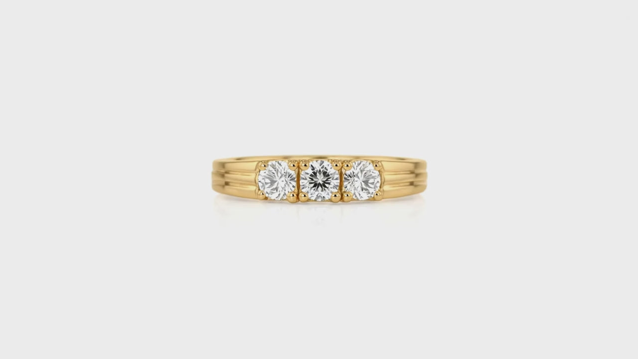Triple Stone Diamond Ring in Gold Elegant Minimal Band Ring